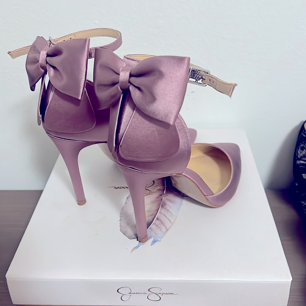 Jessica Simpson Polla lavender mauve tape bow pumps